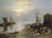 J.M.W. Turner sun rising through vapour:fishermen cleaning and selling fish France oil painting artist